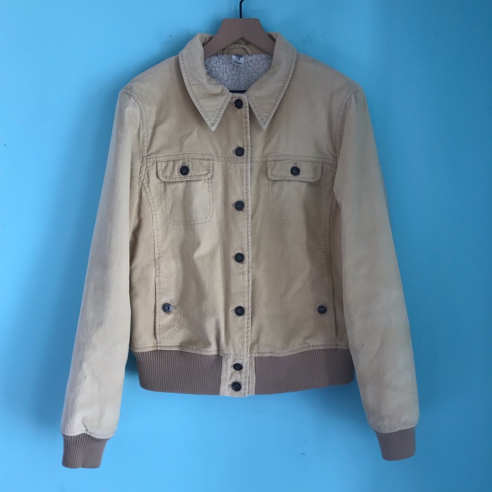 PrAna Breathe Sherpa Button Front Corduroy Long Sleeve Bomber Thermal Jacket L